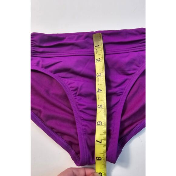 Athleta shirred full bottom purple bikini bottoms low rise EUC beach swim XS - Picture 8 of 8